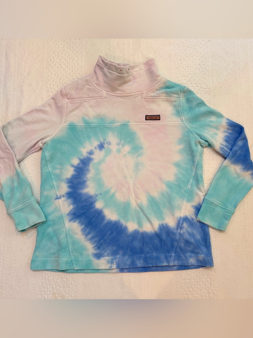 Vineyard Vines Funnel Neck Shep Shirt Women’s Size M Tie Dye Pink Green Blue